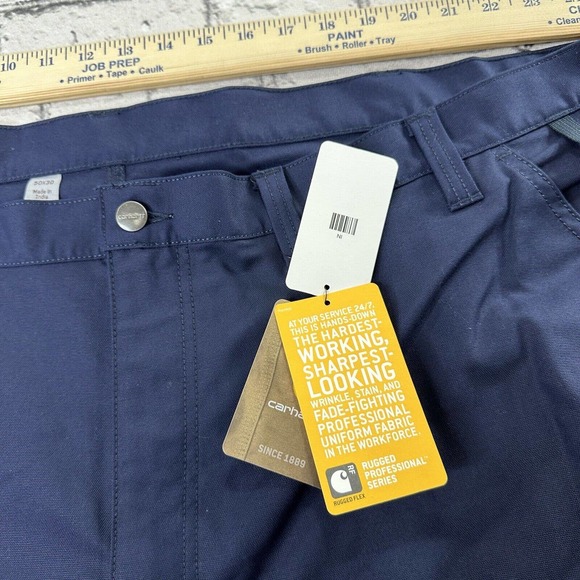 Carhartt Mens Cargo Pants 50x30 Navy Blue Rugged Flex Straight Fit Workwear New - Picture 6 of 11